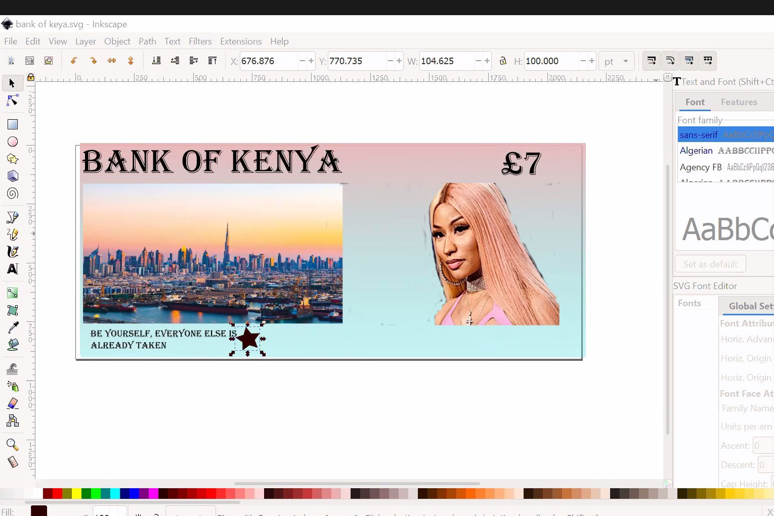 A screen shot of the currency created by a participant.