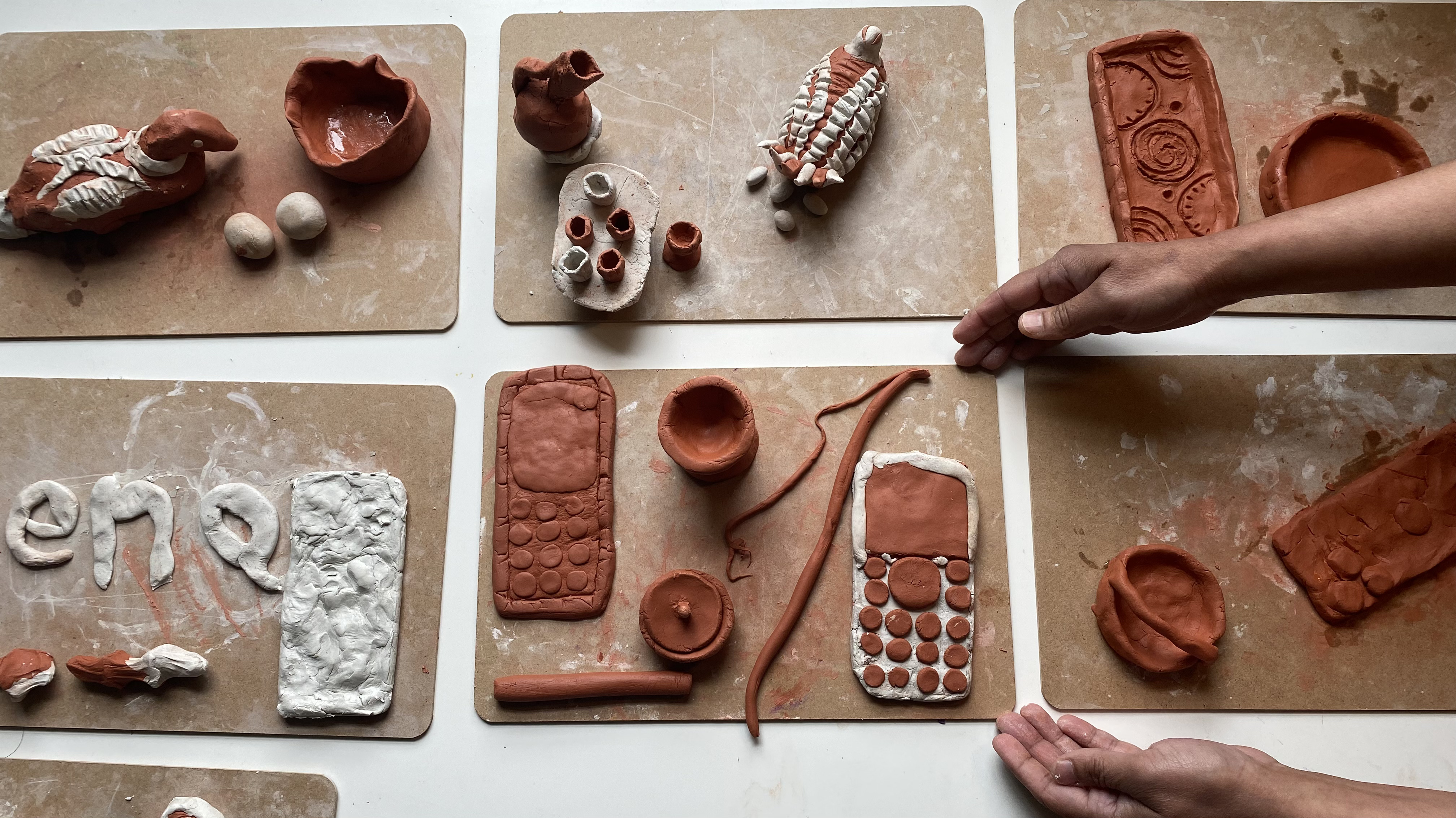Moulded wet clay objects